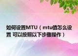 如何设置MTU（mtu值怎么设置 可以按照以下步骤操作）