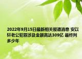 2022年9月15日最新相关报道消息 安以轩老公犯罪涉及金额高达309亿 最终判多少年