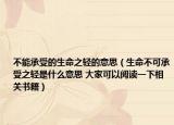 不能承受的生命之轻的意思（生命不可承受之轻是什么意思 大家可以阅读一下相关书籍）