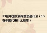 13在中国代表啥意思是什么（13在中国代表什么意思）