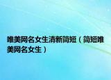 唯美网名女生清新简短（简短唯美网名女生）