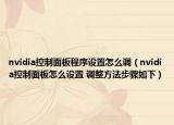 nvidia控制面板程序设置怎么调（nvidia控制面板怎么设置 调整方法步骤如下）