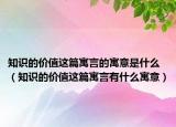 知识的价值这篇寓言的寓意是什么（知识的价值这篇寓言有什么寓意）