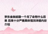 京东金融逾期一个月了会有什么后果 后果十分严重具体情况详细内容介绍