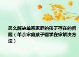 怎么解决单亲家庭的孩子存在的问题（单亲家庭孩子辍学在家解决方法）
