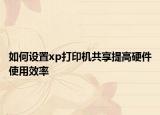 如何设置xp打印机共享提高硬件使用效率