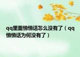 qq里面悄悄话怎么没有了（qq悄悄话为何没有了）