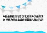 今日最新更新内容 河北疫情今天最新消息 涿州为什么全域静默管理大概封几天