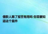 借款人跑了报警有用吗 你需要知道这个案件