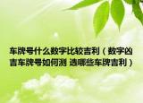 车牌号什么数字比较吉利（数字凶吉车牌号如何测 选哪些车牌吉利）