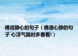 佛说静心的句子（佛语心静的句子 心浮气躁时多看看!）