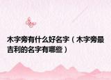 木字旁有什么好名字（木字旁最吉利的名字有哪些）