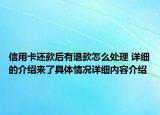 信用卡还款后有退款怎么处理 详细的介绍来了具体情况详细内容介绍