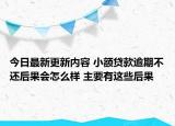 今日最新更新内容 小额贷款逾期不还后果会怎么样 主要有这些后果