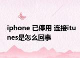 iphone 已停用 连接itunes是怎么回事