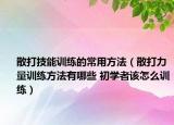 散打技能训练的常用方法（散打力量训练方法有哪些 初学者该怎么训练）