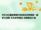 9月16日最新更新内容淘宝花呗退款一般多久到账 分为多种情况 详细情况介绍