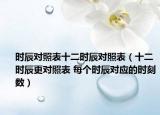 时辰对照表十二时辰对照表（十二时辰更对照表 每个时辰对应的时刻数）