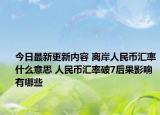今日最新更新内容 离岸人民币汇率什么意思 人民币汇率破7后果影响有哪些