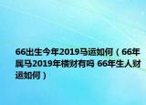 66出生今年2019马运如何（66年属马2019年横财有吗 66年生人财运如何）