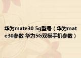 华为mate30 5g型号（华为mate30参数 华为5G双模手机参数）