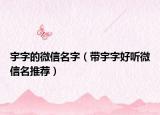 宇字的微信名字（带宇字好听微信名推荐）