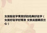 女孩起名字寓意好的经典好名字（女孩好名字好寓意 文雅美丽蕙质兰心）