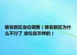 雄安新区定位调整（雄安新区为什么不行了 定位是怎样的）
