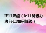 IE11降级（ie11降级办法 ie11如何降级）