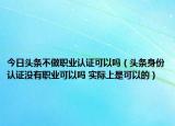今日头条不做职业认证可以吗（头条身份认证没有职业可以吗 实际上是可以的）