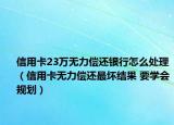 信用卡23万无力偿还银行怎么处理（信用卡无力偿还最坏结果 要学会规划）