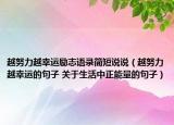 越努力越幸运励志语录简短说说（越努力越幸运的句子 关于生活中正能量的句子）