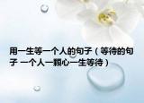 用一生等一个人的句子（等待的句子 一个人一颗心一生等待）