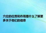 穴位的位置和作用是什么了解更多关于他们的信息