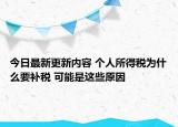 今日最新更新内容 个人所得税为什么要补税 可能是这些原因