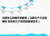 马蹄怎么种植专家解答（马蹄丰产方法有哪些 告诉你几个优质的栽培技术）