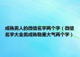 成熟男人的微信名字两个字（微信名字大全男成熟稳重大气两个字）