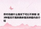 农村违建什么情况下可以不拆除 这3种情况不用拆具体情况详细内容介绍