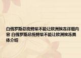 白俄罗斯总统劈柴不能让欧洲挨冻详细内容 白俄罗斯总统劈柴不能让欧洲挨冻具体介绍