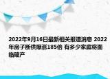 2022年9月16日最新相关报道消息 2022年房子断供爆涨185倍 有多少家庭将面临破产