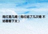 陈红是几婚（陈红结了几次婚 不妨看看下文）