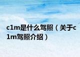 c1m是什么驾照（关于c1m驾照介绍）