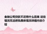 金融公司贷款不还有什么后果 这些情况无法避免具体情况详细内容介绍