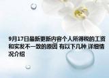 9月17日最新更新内容个人所得税的工资和实发不一致的原因 有以下几种 详细情况介绍