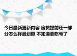 今日最新更新内容 房贷提前还一部分怎么样最划算 不知道要吃亏了