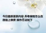 今日最新更新内容 养老保险怎么在微信上缴费 操作方法如下