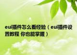 eui插件怎么看经验（eui插件设置教程 你也能掌握）