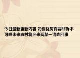 今日最新更新内容 彩钢瓦房真要非拆不可吗未来农村将迎来两禁一清咋回事