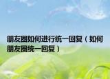 朋友圈如何进行统一回复（如何朋友圈统一回复）