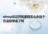 winxp忘记开机密码怎么办这个方法你学会了吗